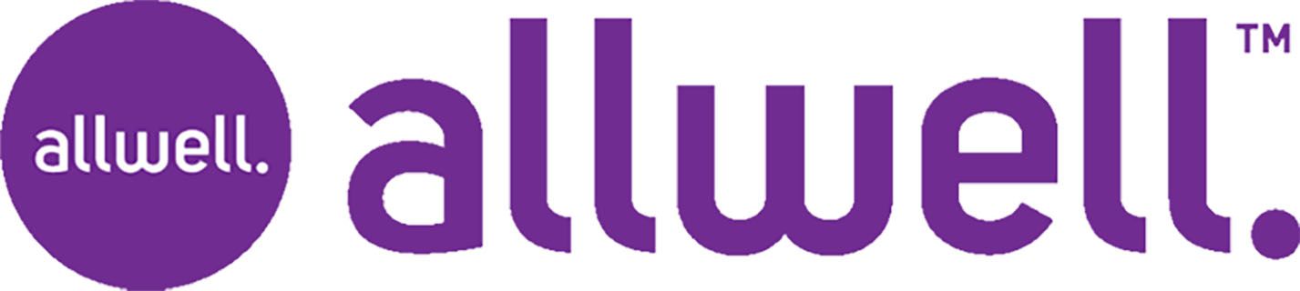 A purple logo of the company allview.