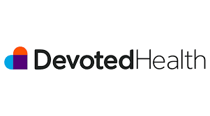 A black and white logo of the word devoted here.